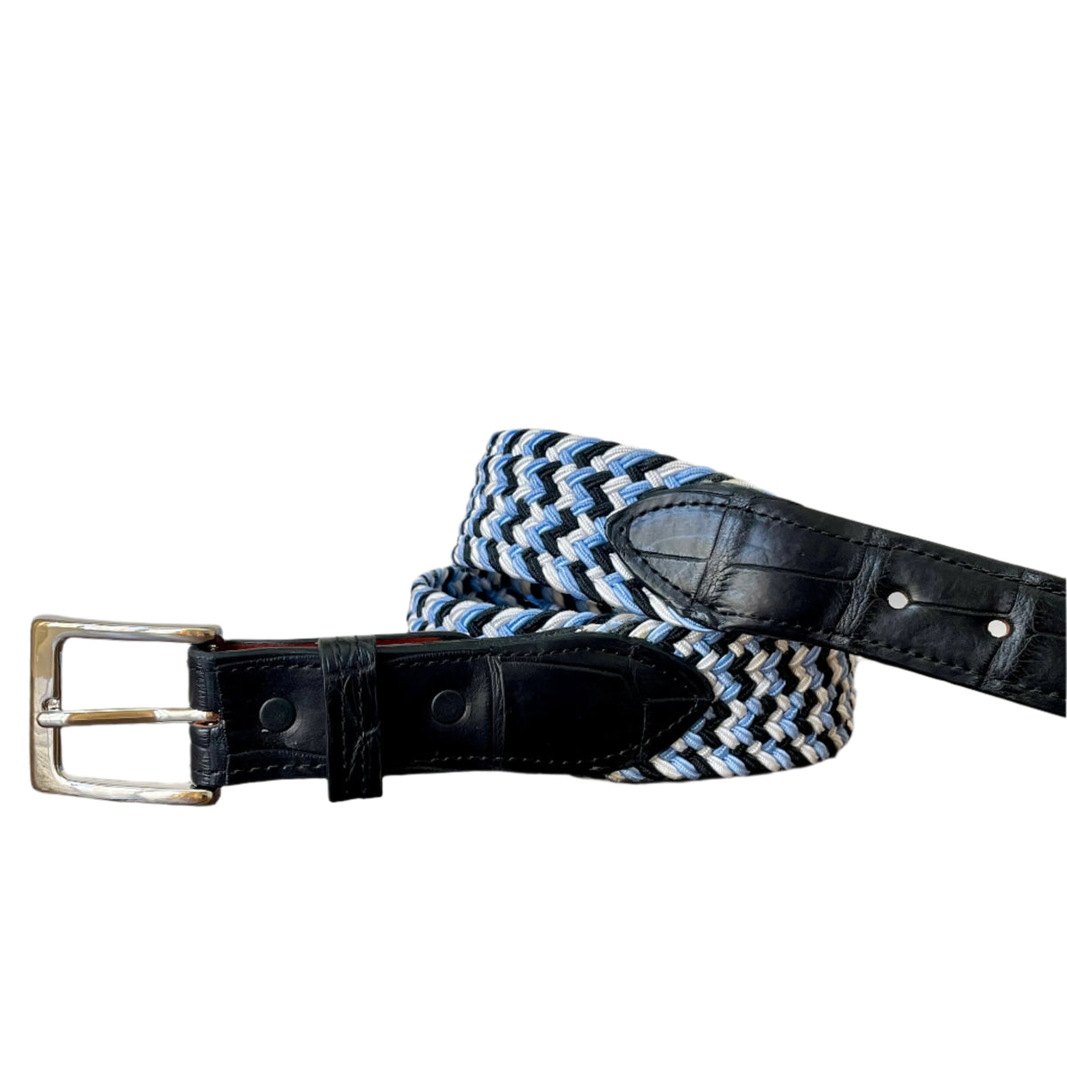 Worth New Yorth Genuine Leather Black and White Belt with Blue Accent Magic Belt. Bought this belt probably 20 years ago at Old  main image 4
