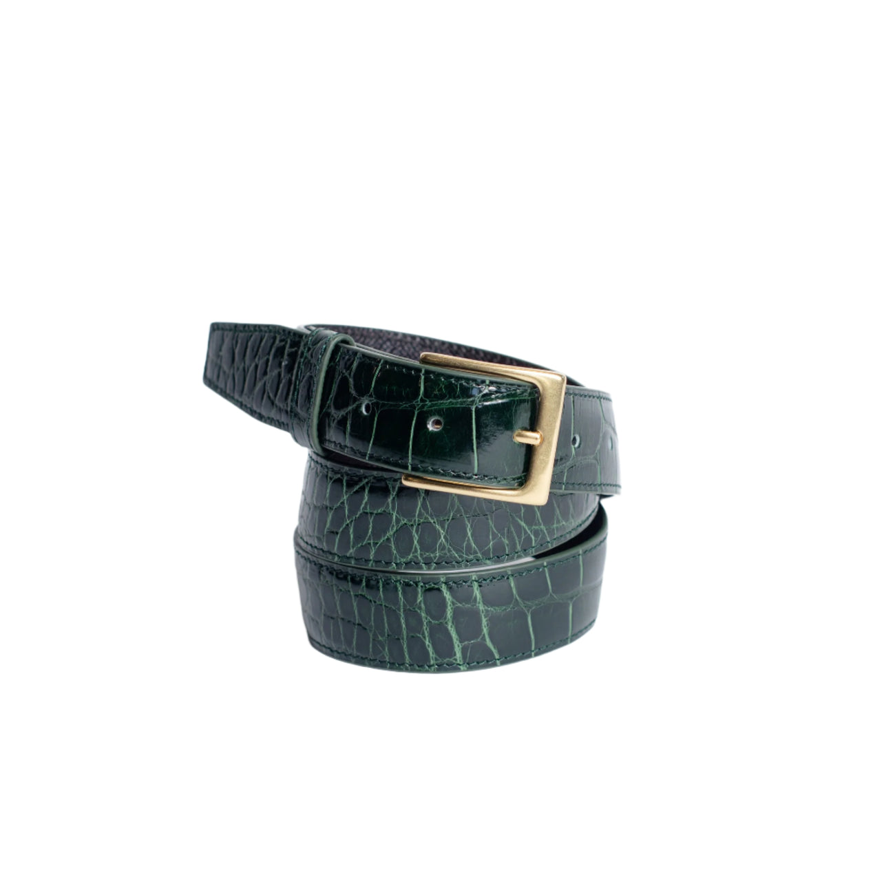 1876 Genuine Leather Green Belt Silver Buckle Size Medium 40” Womens Dark Green Belt for Jeans Real Leather Ladies Thick  main image 2